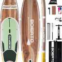 Inflatable Stand Up Paddle Board 10'8*34"/11'*33" Extra Wide Paddle Boards for Adults, SUP with Premium Accessories & Nylon Backpack, Adjustable Paddle, Hand Pump, Bottom Fin, Leash, Light Wood 