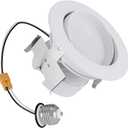 HALO RA 4 inch LED Recessed Light Trim with Adjustable Gimbal, Selectable Lumens and Selectable Color Temperature, Dim-to-Warm Feature, Damp Location Rated RA4LS9FSD2W1EWH