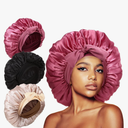 3Pcs Bonnets for Sleeping, Extra Satin Silk Bonnet for Sleeping Women with Tie Band for Curly Hair Jumbo Bonnet Braids
