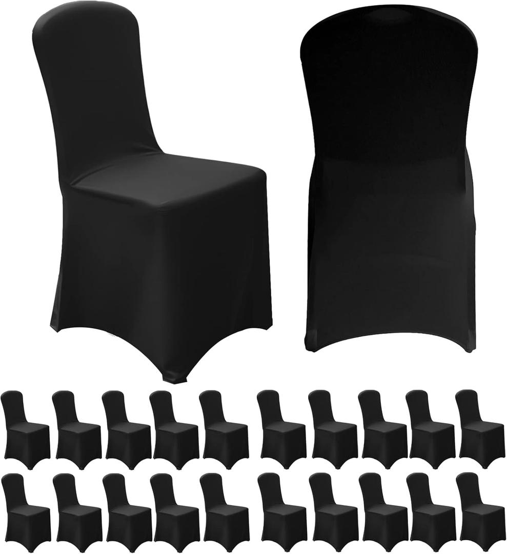 Vencede 27 pcs Black Stretch Spandex Chair Cover, Chair Covers for Wedding, Universal Fitted Chair Cover Protector for Party, Banquet, Event, Hotel Black 