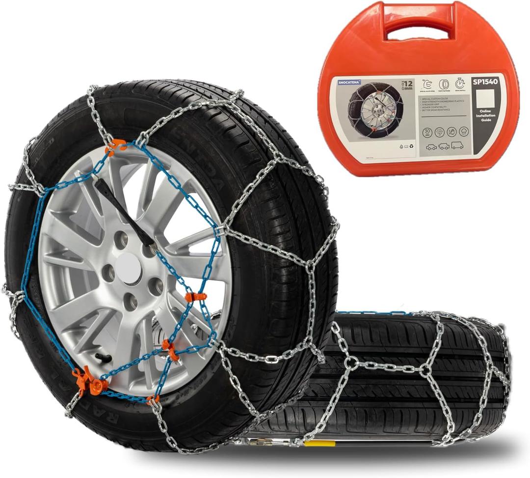 Snow Chains for Car,SUV,Truck and Pickup,Universal Emergency Tire chains,Compatible with Tire Width 180 185 195 205 215 225 235 MM - Set of 2