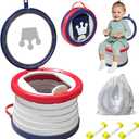 2025 Upgraded Portable Potty Training, Foldable Toilet,Travel Potty for Toddler, Apply to Seat Emergency Toilet for Camping, Outdoor, Car, Indoor, Including 3 rolls of garbage bags(Red-blue)