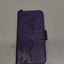 For iPhone 12 Pro/iPhone 12 Wallet Case,Women Flip Folio Cover with Butterfly Embossed PU Leather Kickstand Credit Card Holder Slots Wrist Strap for iPhone 12/12 Pro 6.1 inch (Purple)