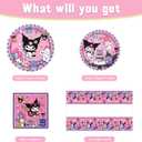 41Packs Kuromis Birthday Decorations Include 20 Plates, 20 Napkins and 1 Tablecover for Kuromis Birthday Party Supplies (kuluomi)