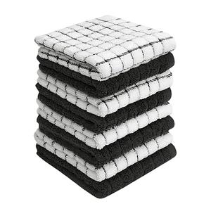 Bumble Dish Cloths (8 Pack) | 12" x 12" | 100% Cotton Kitchen Towels | 405 GSM | Soft, Highly Absorbent & Durable Dish Towels for Kitchen | Black