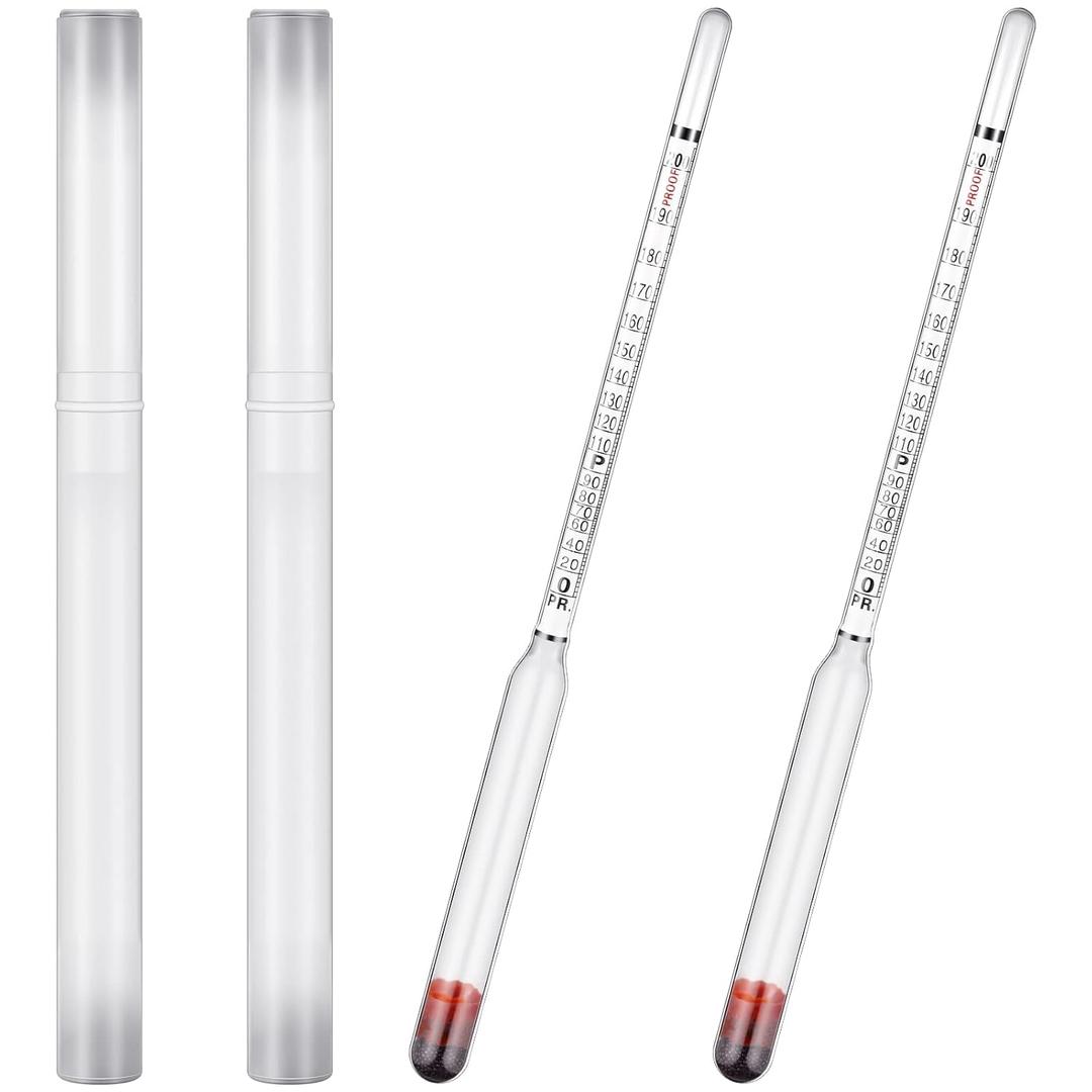 Kanayu 2 Pcs Hydrometer Alcohol 0-200 Proof and 0-100 Tralle Alcohol Proof Percentage Tester for Moonshine Still Liquor Alcoholic Hydrometer Measuring Device for Wine Making Distilling Brewing Wine