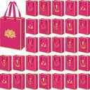 Sabary 30 Pcs Indian Return Paper Gift Bags for Wedding Bulk 9 x 7 Inches Hindu Religious Pooja Wedding Party Favor Bags with Handle Small Diwali Pouch for Indian Pooja Housewarming (Fuchsia), 1 Count