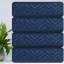 CHINO Extra Large Bath Towel Set, 4 Piece Navy Oversized Bath Sheets 35"x70"-Soft, Quick Dry, Super Absorbent, Diamond Pattern Microfiber Bath Sheets for Bathroom, Beach, Travel, Fitness, Yoga