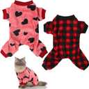 2 Pcs Christmas Dog Pajamas Small Dog Winter Outfit Christmas Dog Pajamas for Small Dog Cat Sweater Cute Tiny Pet Dog Clothes for Kitty Puppy Cat