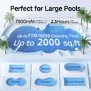SAT20 Cordless Robotic Pool Cleaner 180 Mins Runtime Auto Vacuum Up to 2000 Sq.ft for Above Ground Pools IPX8 Waterproof LED Indicator Cleans Floor & Wall Not for Sharp Steps or Raised Drains