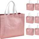 6 Pcs Reusable Large Gift Bags with Handles for Party Wedding (Rose Gold)