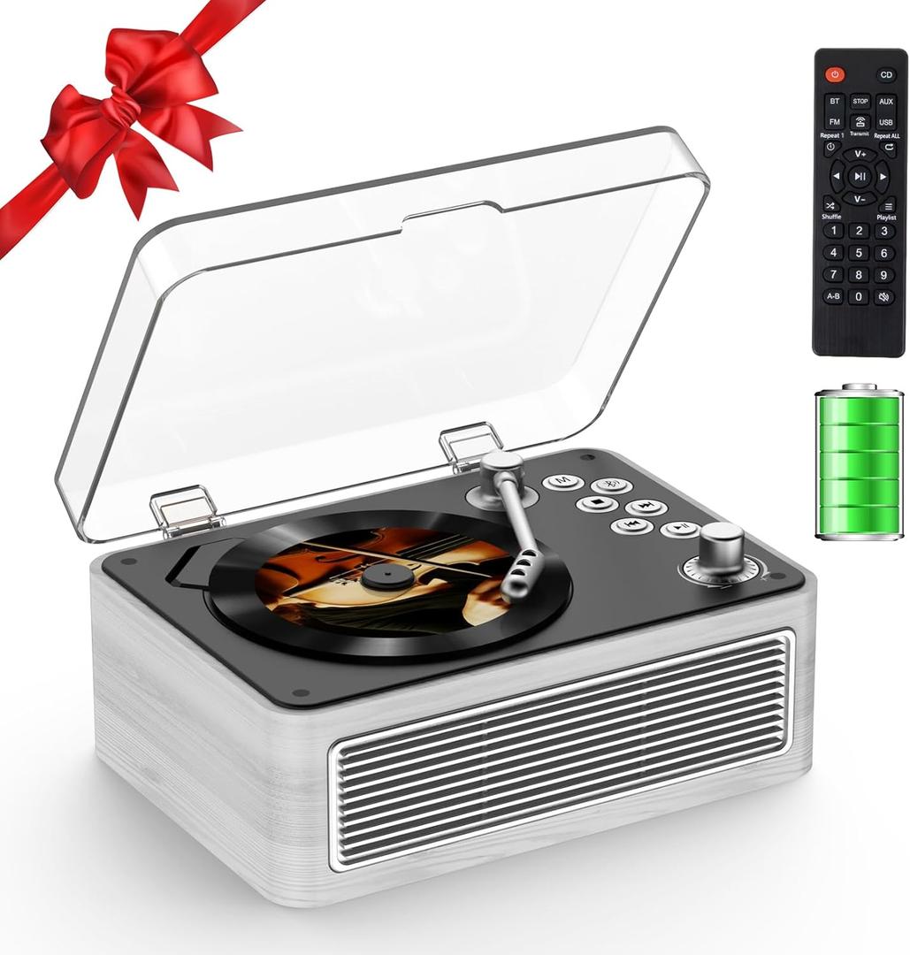 CD Player Portable Bluetooth: Kegaudio CD Players for Home with Speakers 3600mAh Rechargeable & Radio & Remote Control Vintage CD-Player Support USB/AUX Playback Headphone Jack (Poplar Color)