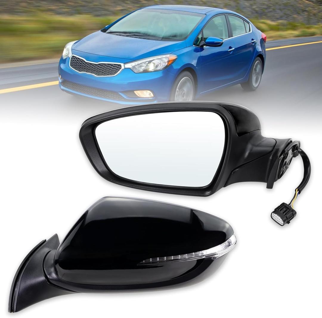 Left Driver side Mirror Compatible with 2014 2015 2016 Kia Forte with Manual Folding power glass Heated with turn signal Black Replace# KI1320182(6 Pins) Left Driver side Mirror Compatible with 2014 2015 2016 Kia Forte with Manual Folding power glass Heated with turn signal Black Replace# KI1320182(6 Pins)