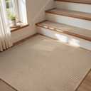Jute Stair Landing Mat-Square Non Slip Stair Treads for Wooden Steps-Peel and Stick Stair Carpet Indoor, Adhesive Staircase Step Treads Residue Free, Natural Landing Mat for Stairs,31"x31" Beige