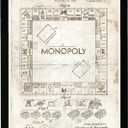 Entertainment and Hobbies Framed Wall Art Prints 'Monopoly 1935 Parchment' Board Games, 19"L x 13"W