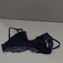 Women's Lace Bra Triangle Bralette Wireless Padded Plunge Low Back Bras Deep V Neck with Bowknot, Large