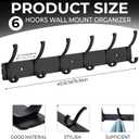 Dntorx Coat Rack Wall Mount, 2 Pack Coat Hooks Hanger Wall Double Hook Rack Rail Towel Hat Rack Entryway Bathroom Hanger Organizer for Robes, Clothes, Bags, Hat (Black)