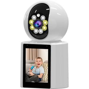 4K Home Security Cameras, WiFi Camera Indoor, Baby Monitor Camera for Pet/Dog with Phone APP, Night Vision & 2-Way Audio, Motion Detection Alert, 360 Panoramic/2.8" Screen