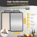 Double Sided Stainless Steel Cutting Board Non-toxic for Kitchen Chopping Large Big Small Metal Carving Meat Butcher Block with Handle Not Titanium Wood Bamboo Plastic Over Sink Grey/Beige (Medium)