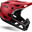 OutdoorMaster Full Face Mountain Bike Helmet for Men & Women-Two Removable Chin Pad Mountain Bike Helmet Grizzly, Ventilation Lightweight Racing Downhill DH BMX MTB Helmet (Large, Flaming Red)