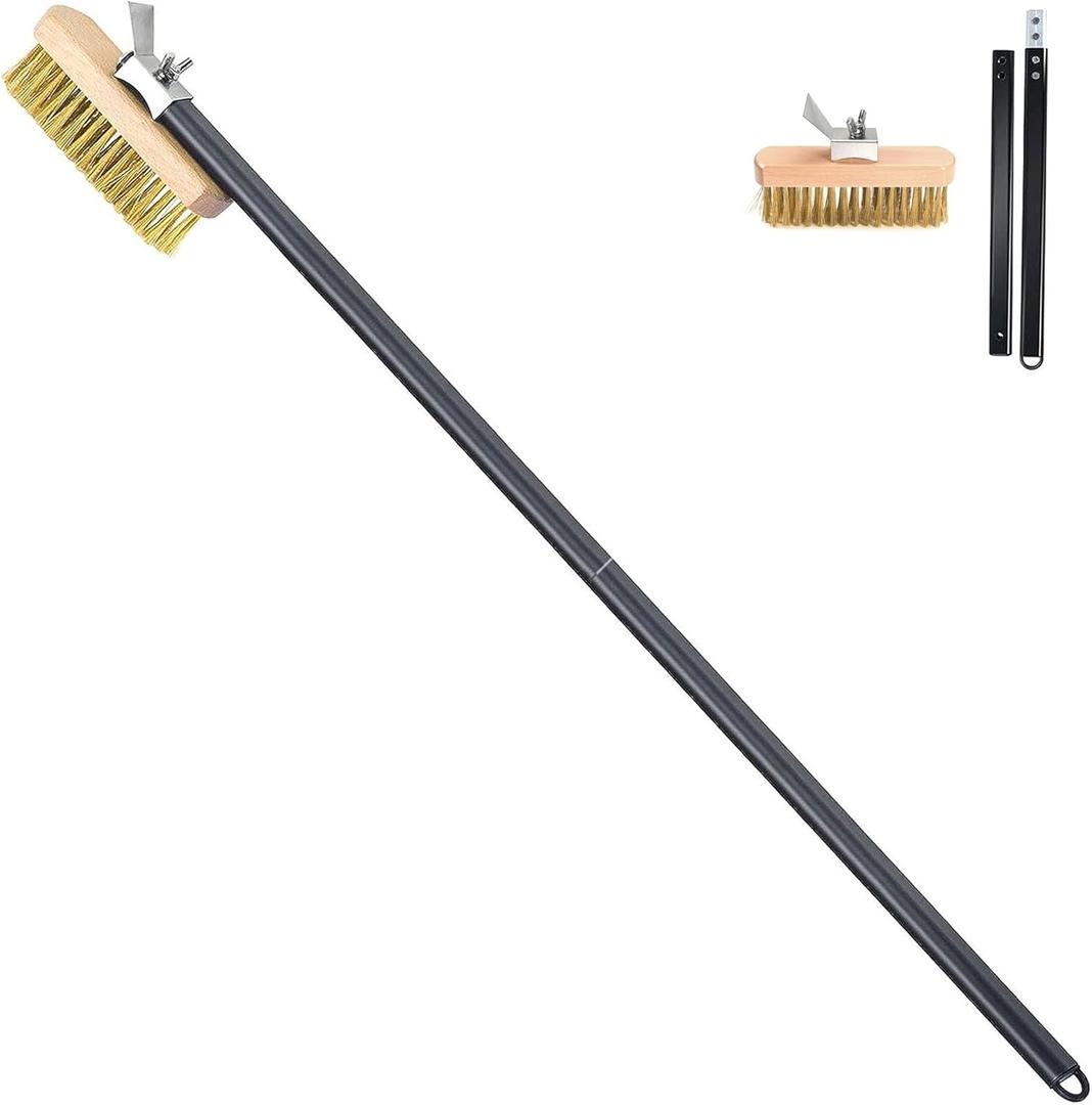 Pizza Oven Brush with Scraper Brass Bristles Pizza Brush for Pizza Oven 40.5Pizza Stone Brush