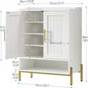 HOOBRO Shoe Cabinet, 5-Tier Shoe Storage Organizer with Doors, Wooden Shoe Cabinet Storage for Entryway, Freestanding Shoe Rack Cabinet with 3 Adjustable Shelves for Hallway, Gold and White DW41SC01, 29.1"l X 13.8"w X 38.6"h