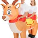 2025 Couples Inflatable Christmas Costumes for Adult 2-Person Xmas Ride on Reindeer Funny Blow up Family Costumes Suit