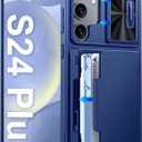 Vizvera for Samsung Galaxy S24+Plus Case Wallet, RFID Cards Holder & Camera Cover & Kickstand for Women Men, Full Body Rugged Shockproof Silicone Case for S24+Plus 6.7" 2024(Blue)