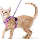 rabbitgoo Cat Harness and Leash for Walking, Escape Proof Soft Adjustable Vest Harnesses for Cats, Easy Control Breathable Reflective Strips Jacket, Pink & Purple, XS