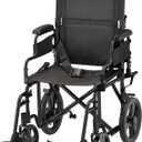 NOVA Transport Chair Lightweight Folding Aluminum Wheelchair with Flip-Up Arms, Locking Handbrakes, 8 & 12 All-Terrain Wheels Collapsible Travel Chair for Adults up to 300 lbs Black