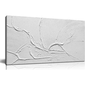 THRLVEART Abstract Canvas Wall Art For Kitchen Minimalist Hand Painted Wall Art For Bedroom White Wall Decor For Living Room Size 20 x 40 Inch