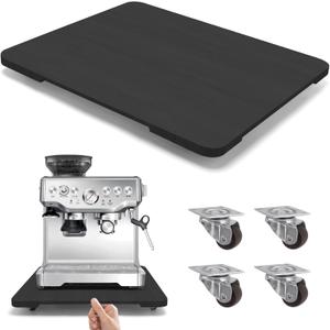 360 Rolling Tray for Coffee Maker, Sliding Tray Countertop Appliance Slider with Rubber Wheels for Heavy Kitchen Appliances, Easily from Under Cabinet (13" W x 16" D, Black)
