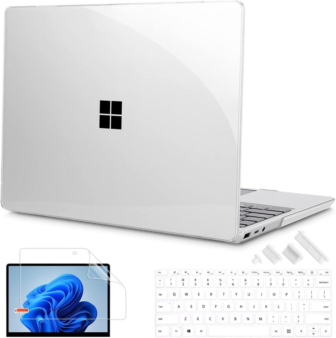 Mektron Clear Case for 13.5" Microsoft Surface Laptop 5/4/3 Metal Palm Rest Model 1951/1868,2019/2021/2022 Plastic Hard Shell Cover with Screen Protector + Keyboard Cover + Dust Plug, Crystal Clear