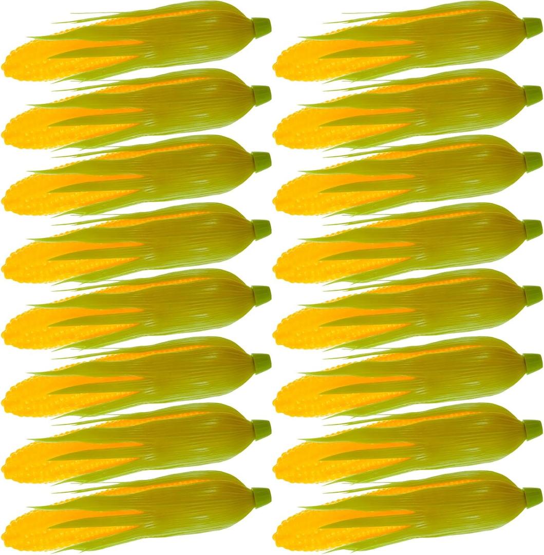 Taiyin 16 Pcs Plastic Artificial Corn Lifelike Corn Cob Fake Realistic Vegetable Stalks Simulation Vegetable Decorations Imitation Maize Decoration for Photo Prop, Green, Yellow
