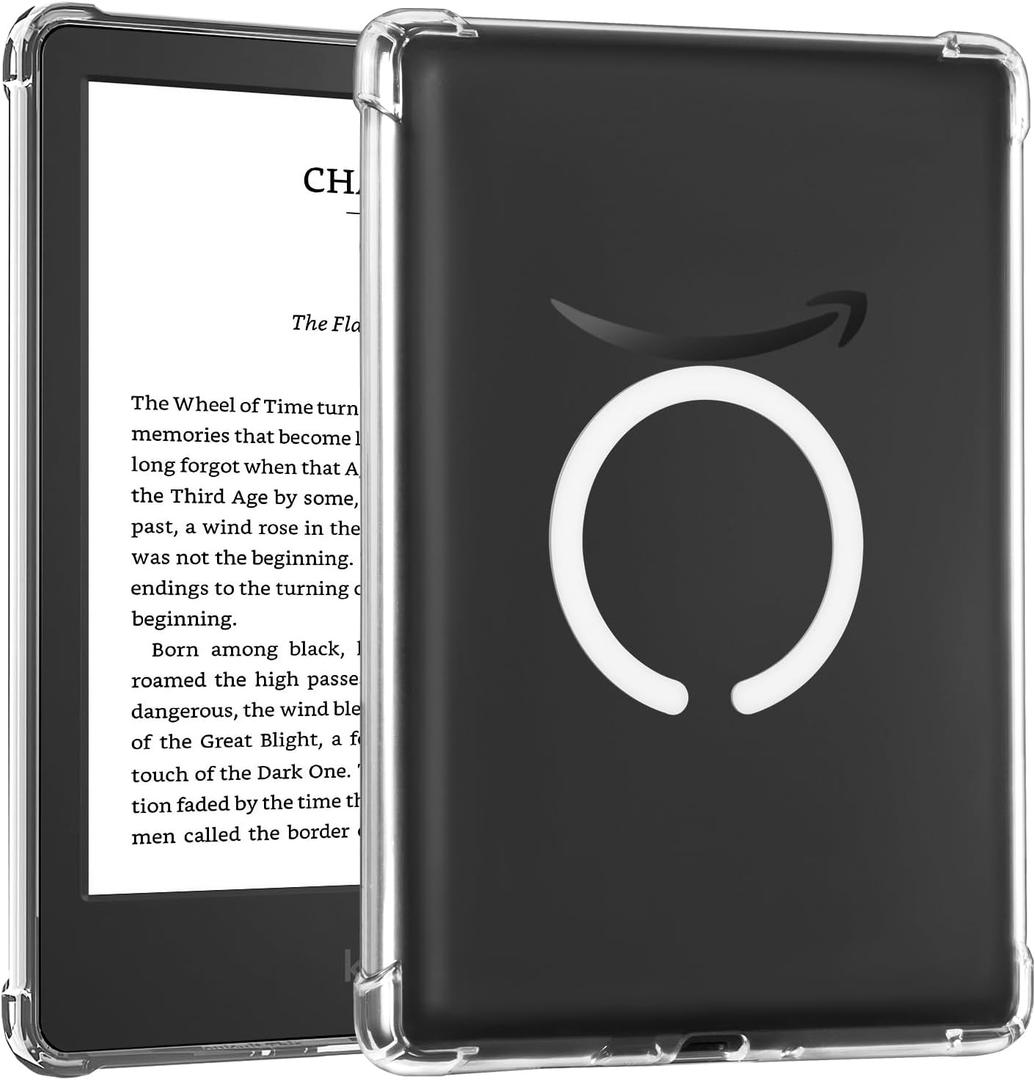 CoBak Magnetic Clear Case for 6 Inch Kindle 2024 and 2022 (11 Gen) | Compatible with PopSockets/UGREEN/Anker Magnetic Grip and Stand | Lightweight (Clear White Ring)
