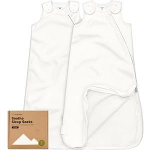 2-Pack Organic Baby Sleep Sacks, 100% Cotton - Soft & Breathable 0.5TOG Baby Wearable Blanket,Toddler Sleeping Sack 6-18 months, Easy to Wear Transitional Swaddles for Newborns,Infants (Soft White, M)