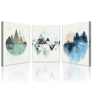 Lapremoly Large Wall Art For Living Room Bedroom Framed Wall Decor Abstract Geometry Mountain Painting Artworks Pictures Office Inspiration Decoration Ready To Hang Canvas Wall Art Prints