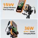 Kewig Motorcycle Phone Mount with Qi 15W Wireless Charger & 36W PD/USB C Fast Charging Port, Anti-Theft Handlebar Cellphone Holder with Vibration Dampener for Bike Scooter ATV, Fit 5.4-7.2" Phone