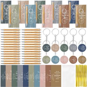 ANGOLIO 230Pcs Spanish Christian Flower Religious Gift Bulk Easter Gift Regalos Cristianos En Espaol Bible Verse Bamboo Pen Keychain Bookmark Inspirational Stationary Gift for Women Men VBS Church