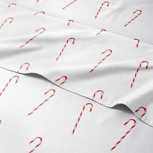 King Christmas Candy Canes Sheet Set - Holiday Xmas Pattern Bedding Set - Deep Pockets - Snug Fit - 4 Piece - Wrinkle Free - Cozy & Cooling Festive Winter - Holiday Sheets for Women, Men, Kids & Teens