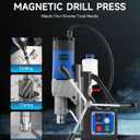 Mag Drill Press, 1550W Portable Magnetic Drill Press with 2" Boring Diameter, 0-580 rpm Stepless Speed & Reversible Direction, 2922 lbf Mag Force Electric Drilling Machine for Metal Surface