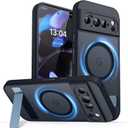 CANSHN Magnetic for Google Pixel 10 Pro Case(6.3") with Durable Metal Stand, Upgraded [Full Camera Protection] Translucent Matte Back, Hard Case Cover, Black