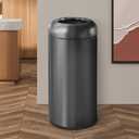 BEAMNOVA 16.5 Gallon Trash Can Black Open Top Outdoor Indoor Commercial Stainless Steel Industrial Waste Basket Container, Metallic Black Large Garbage Enclosure with Lid