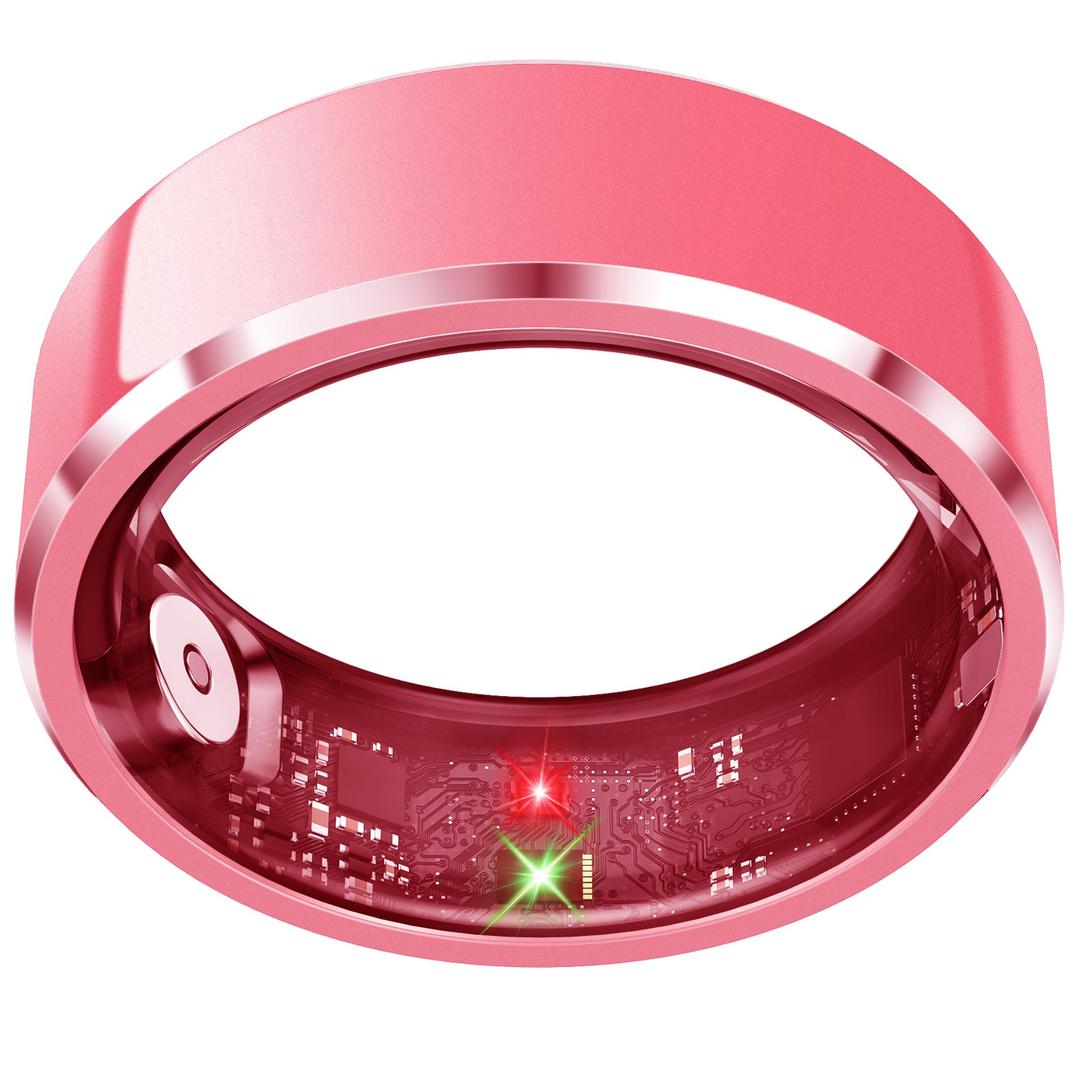 Smart Ring for Women, Fitness & Activity Tracker with Blood Pressure/Heart Rate Monitor, Sleep Tracker, Step Counter, IP68 Waterproof Ring for iOS & Android,Fast Charge, No Subscription Barbie Pink