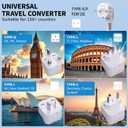 2000W Voltage Converter US to Europe for Hair Dryer, 220V to 110V Converter for European Travel with 3 AC 2 USBC 2 USBA Ports, European Travel Plug Adapter with Type C/G/I/L Plugs (White)