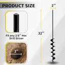 2x32 Auger Drill Bit for Planting, Heavy-Duty Planting Auger for Bulbs, Post Hole Digger for 3/8Hex Drive Drill