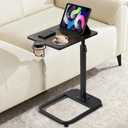 Facka Adjustable TV Tray Table with Rounded Metal Corners, CShaped Snack Table for Couch, Sofa, Bed or Chair, Small Space Side Table for Eating, Dinner, or Laptop Use