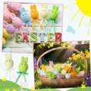 FineCheer 24 Pcs Easter Bunny Picks Faux Foam Easter Egg Picks Decorative Mini Pastel Egg Stems 7" Tall for Spring Basket Bouquets Floral Arrangement Centerpiece Wreath Party Decorations