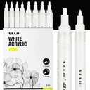 SFAIH Acrylic White Paint Pens - 8 Pack 2-3MM Medium Tip & 0.7MM Extra Fine Paint Marker for Rock Painting, Wood, Metal, Fabric, Plastic, Canvas, Glass, Ceramic, Diy Crafts, White Out Pen