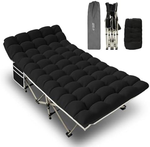 YELLOW JACKET Camping Cot with Mattress for Adults, Upgraded 32" Wide Folding Sleeping Cot, Portable Camping Cot with Carry Bag, Cot for Camping 600lbs Max Load, Home,Office,Travel